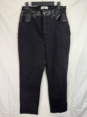 Abercrombie Curve Love 90s Straight Ultra High Rise Faux Leather Jeans 30